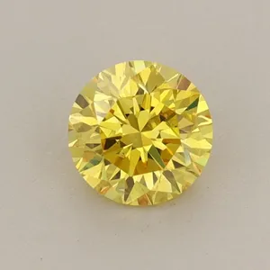 0.56ct ROUND Fancy Vivid Yellow SI1 Coloured Lab diamond
