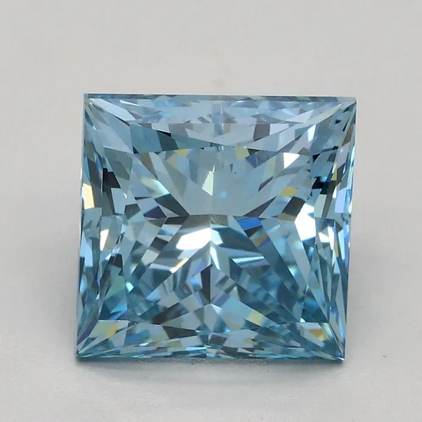 2.22ct PRINCESS Fancy Vivid Blue SI1 Coloured Lab diamond