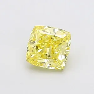 0.88ct CUSHION Fancy Intense Yellow VS1 Coloured Lab diamond