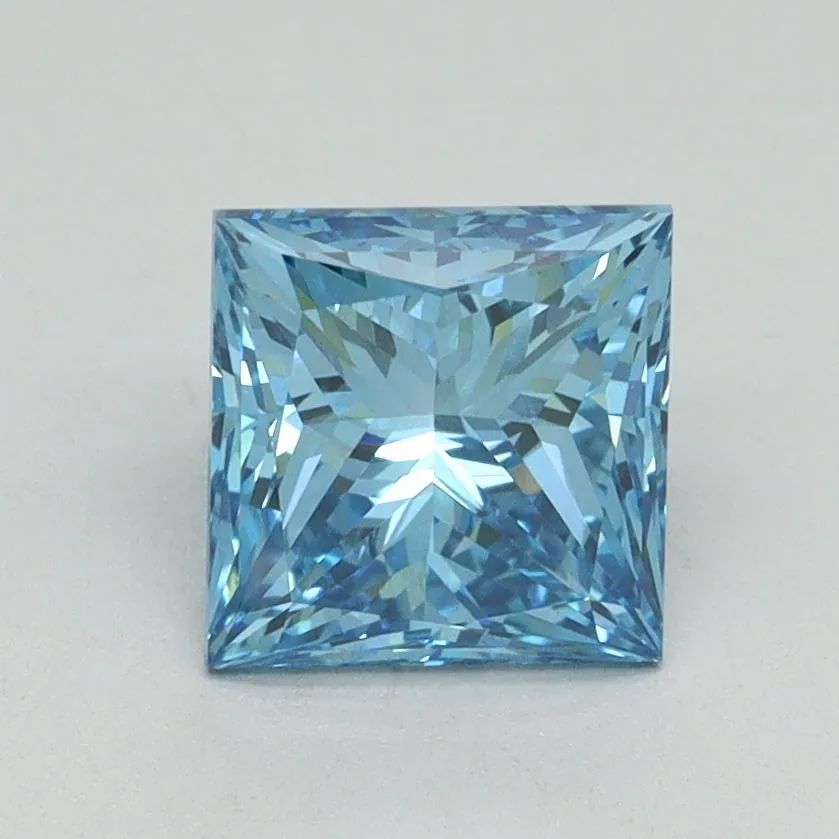 1.58ct PRINCESS Fancy Vivid Blue VS1 Coloured Lab diamond