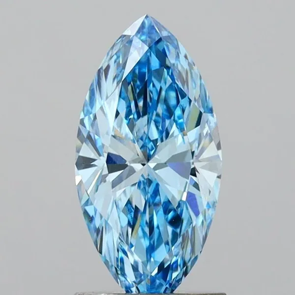 1.38ct MARQUISE Fancy Vivid Blue VVS2 Coloured Lab diamond