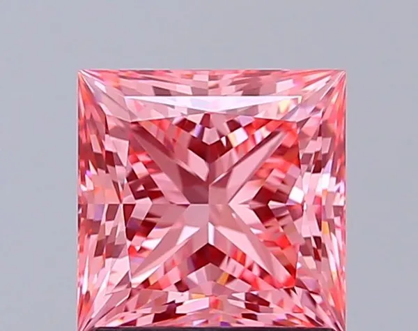 1.55ct PRINCESS Fancy Vivid Pink VS2 Coloured Lab diamond
