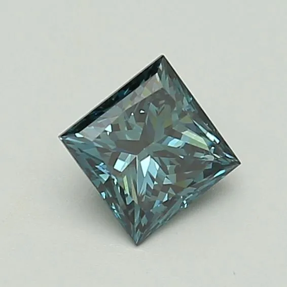 1.01ct PRINCESS Fancy Vivid Green Blue VS2 Coloured Lab diamond