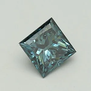 1.01ct PRINCESS Fancy Vivid Green Blue VS2 Coloured Lab diamond