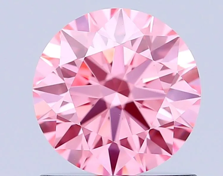 0.93ct ROUND Fancy Vivid Pink VVS2 Coloured Lab diamond