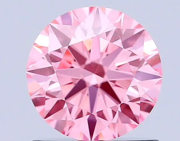 0.93ct ROUND Fancy Vivid Pink VVS2 Coloured Lab diamond