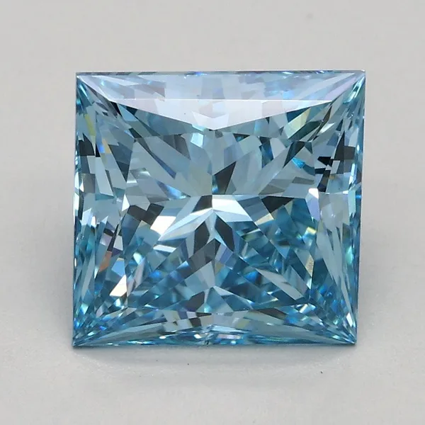 2.21ct PRINCESS Fancy Vivid Blue VS2 Coloured Lab diamond