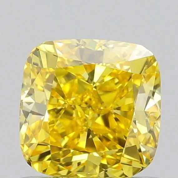 0.79ct CUSHION Fancy Vivid Yellow VVS2 Coloured Lab diamond