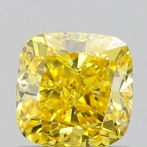 0.79ct CUSHION Fancy Vivid Yellow VVS2 Coloured Lab diamond