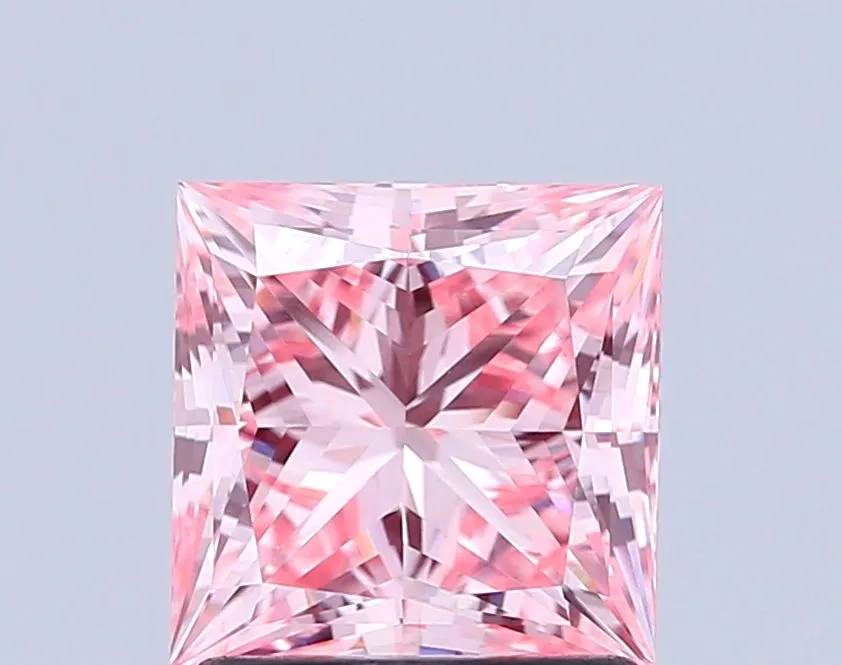 1.60ct PRINCESS Fancy Intense Pink VVS2 Coloured Lab diamond