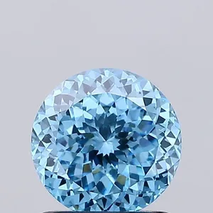 0.89ct ROUND Fancy Vivid Blue VS1 Coloured Lab diamond
