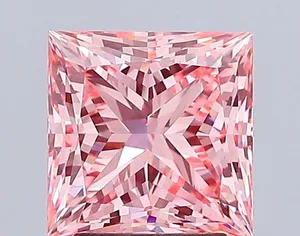 3.14ct PRINCESS Fancy Vivid Pink VS1 Coloured Lab diamond