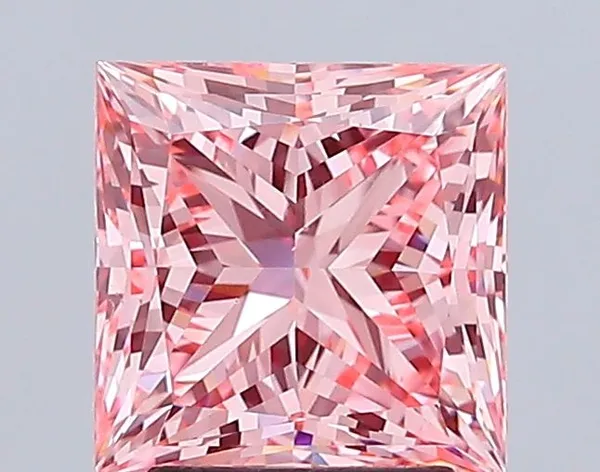 3.14ct PRINCESS Fancy Vivid Pink VS1 Coloured Lab diamond