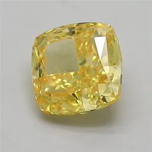 1.07ct CUSHION Fancy Vivid Yellow VVS2 Coloured Lab diamond