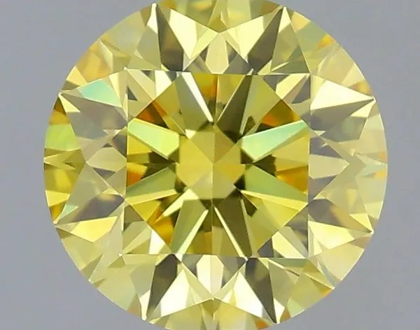 0.62ct ROUND Fancy Vivid Yellow VVS2 Coloured Lab diamond