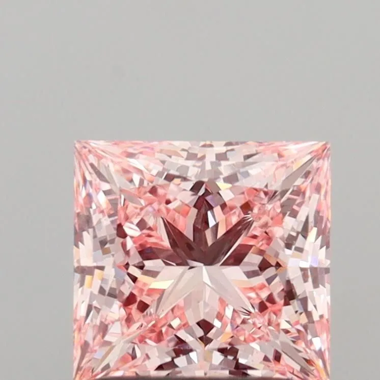 1.34ct PRINCESS Fancy Intense Pink VS1 Coloured Lab diamond