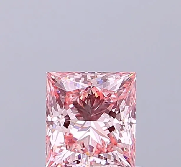 1.02ct PRINCESS Fancy Vivid Pink VS2 Coloured Lab diamond