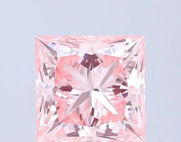 4.07ct PRINCESS Fancy Vivid Pink VVS2 Coloured Lab diamond