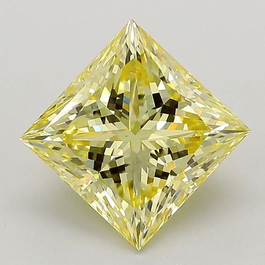 2.46ct PRINCESS Fancy Yellow VS1 Coloured Lab diamond