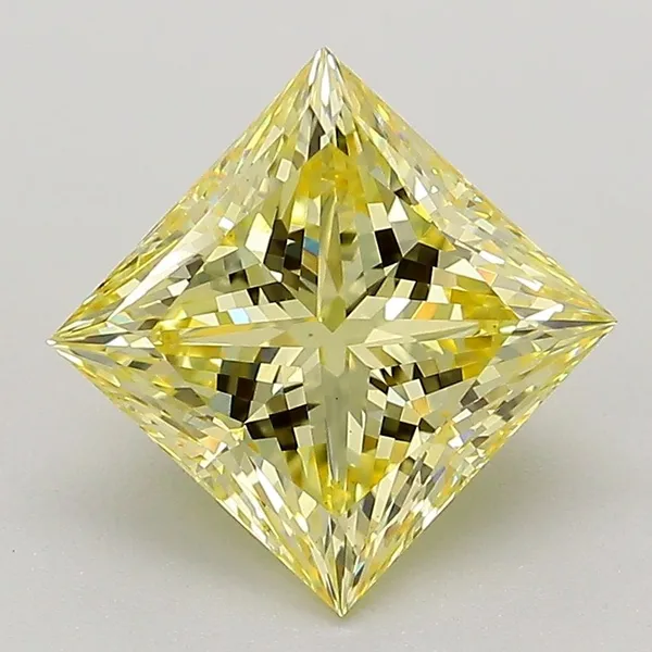2.46ct PRINCESS Fancy Yellow VS1 Coloured Lab diamond