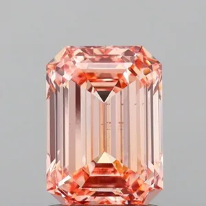1.21ct EMERALD Fancy Intense Orange Pink VS2 Coloured Lab diamond