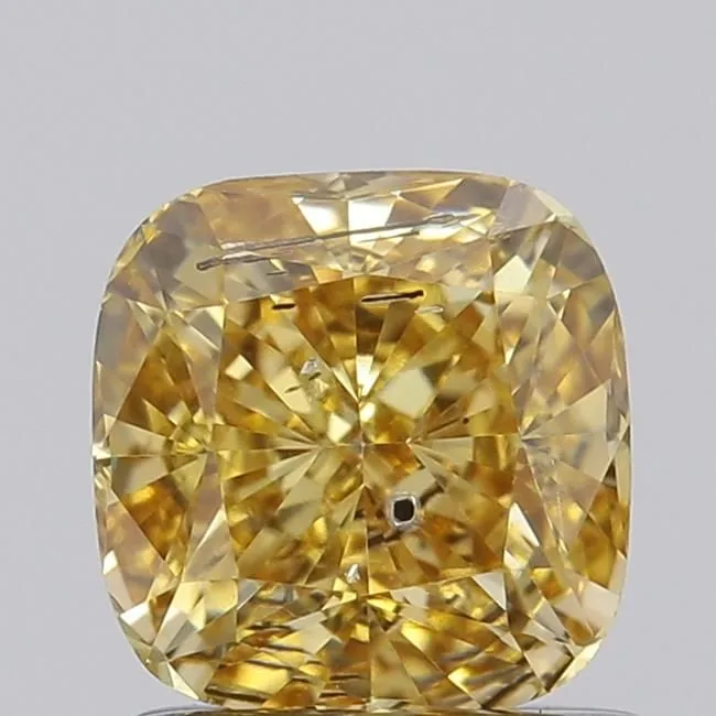 1.00ct CUSHION Fancy Intense Yellow I1 Coloured Lab diamond
