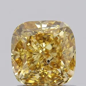 1ct CUSHION Fancy Intense Yellow I1 Coloured Lab diamond