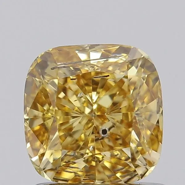 1ct CUSHION Fancy Intense Yellow I1 Coloured Lab diamond
