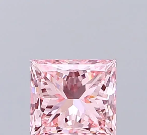 1.01ct PRINCESS Fancy Vivid Pink VVS2 Coloured Lab diamond