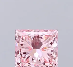 1.01ct PRINCESS Fancy Vivid Pink VVS2 Coloured Lab diamond