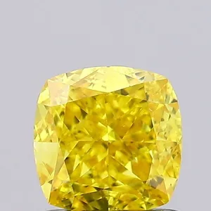 1ct CUSHION Fancy Vivid Yellow VS2 Coloured Lab diamond