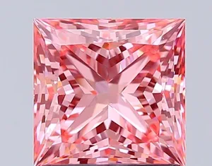 1.53ct PRINCESS Fancy Vivid Pink VVS2 Coloured Lab diamond