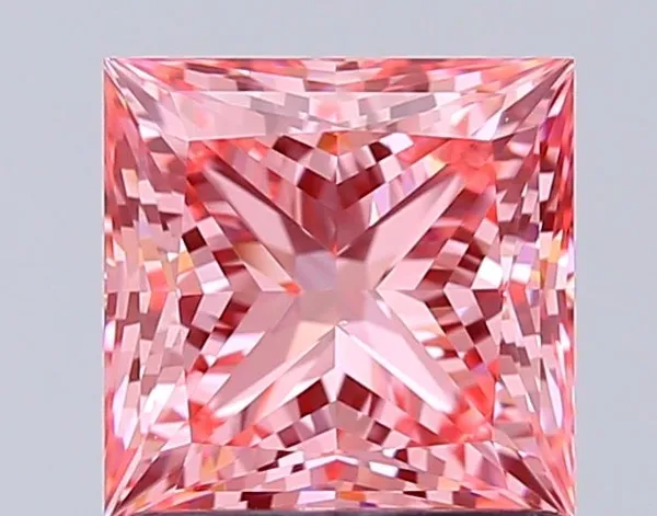 1.53ct PRINCESS Fancy Vivid Pink VVS2 Coloured Lab diamond