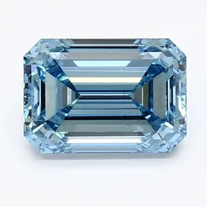 1.29ct EMERALD Fancy Vivid Blue VS2 Coloured Lab diamond
