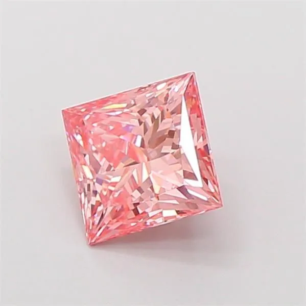 1.24ct PRINCESS Fancy Vivid Pink VS1 Coloured Lab diamond