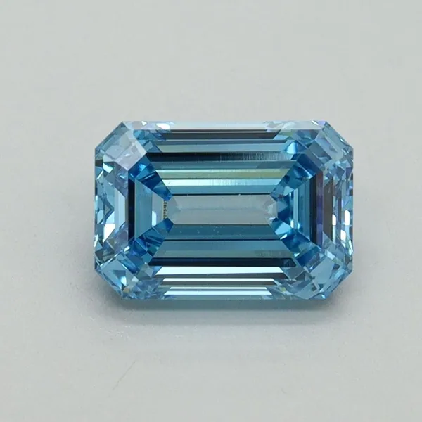 1.3ct EMERALD Fancy Vivid Blue VVS2 Coloured Lab diamond