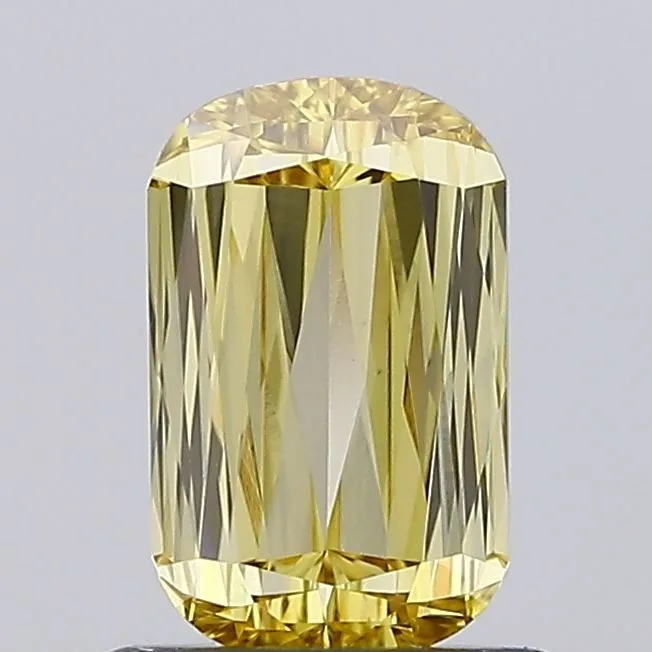 0.86ct CUSHION Fancy Intense Yellow VVS2 Coloured Lab diamond