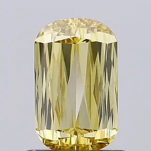 0.86ct CUSHION Fancy Intense Yellow VVS2 Coloured Lab diamond