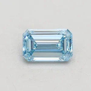 0.51ct EMERALD Fancy Intense Blue VVS2 Coloured Lab diamond