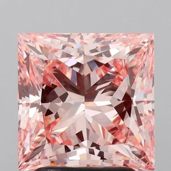 2.57ct PRINCESS Fancy Vivid Pink VVS2 Coloured Lab diamond