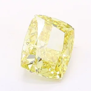 1ct CUSHION Fancy Intense Yellow VS1 Coloured Lab diamond