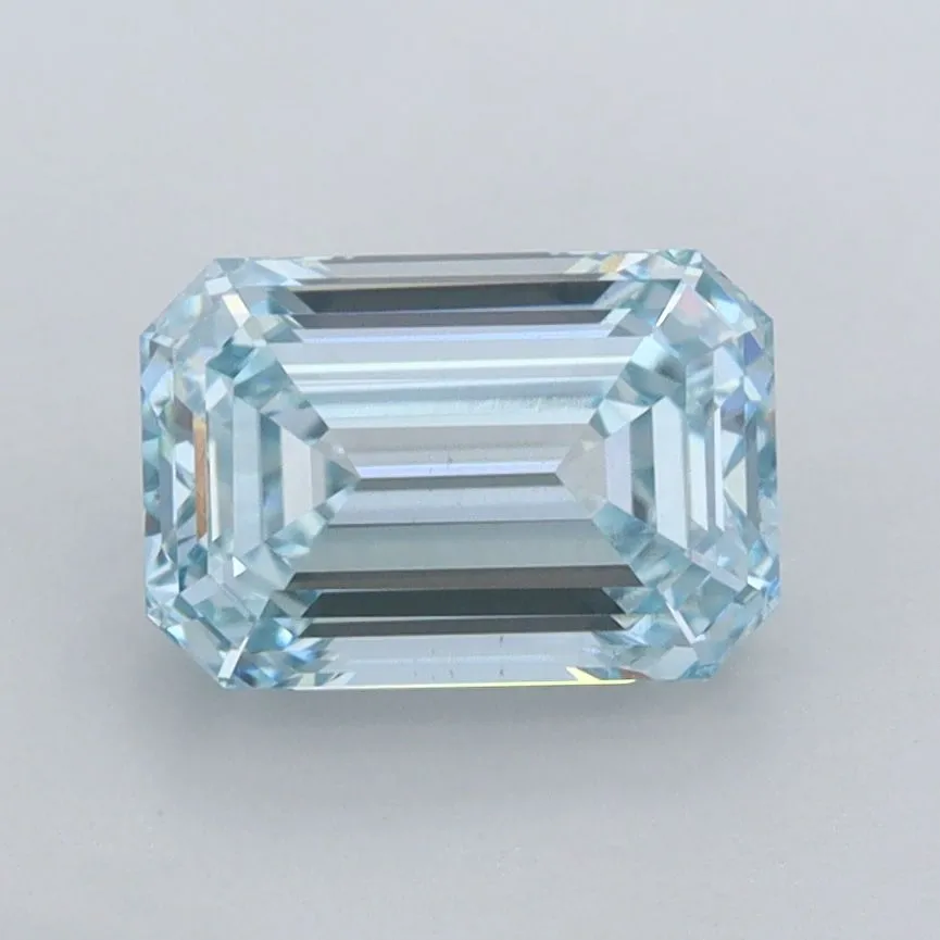 1.55ct EMERALD Fancy Intense Blue VS2 Coloured Lab diamond