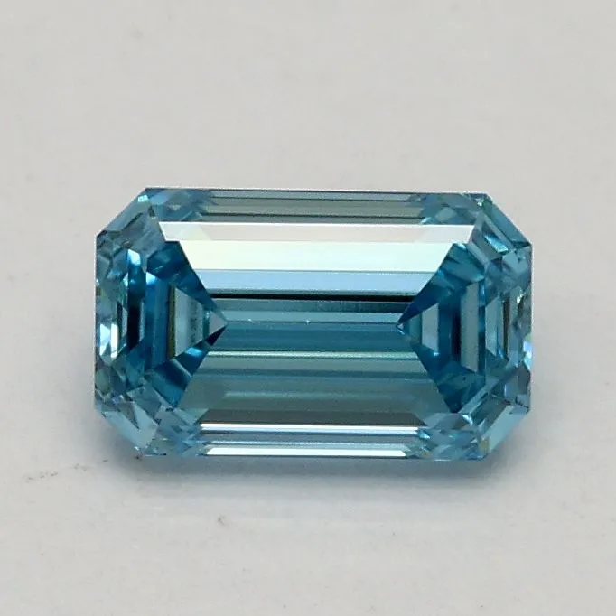 0.53ct EMERALD Fancy Vivid Blue VVS2 Coloured Lab diamond