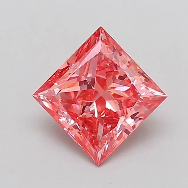 1.53ct PRINCESS Fancy Vivid Pink VS2 Coloured Lab diamond