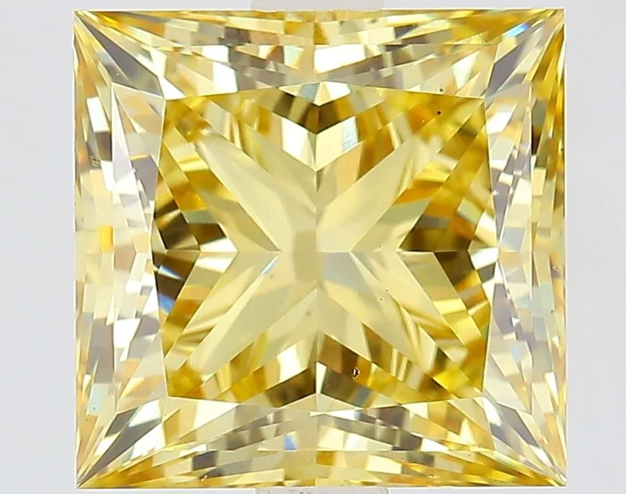 3.73ct PRINCESS Fancy Yellow VS2 Coloured Lab diamond