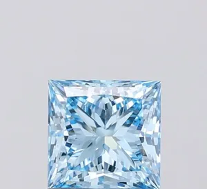 0.96ct PRINCESS Fancy Vivid Blue VS1 Coloured Lab diamond