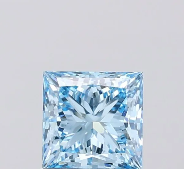 0.96ct PRINCESS Fancy Vivid Blue VS1 Coloured Lab diamond