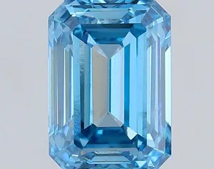 0.52ct EMERALD Fancy Vivid Blue VS1 Coloured Lab diamond