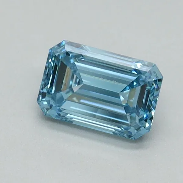 0.7ct EMERALD Fancy Vivid Blue VS1 Coloured Lab diamond