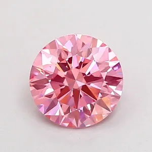 0.92ct ROUND Fancy Vivid Pink SI1 Coloured Lab diamond